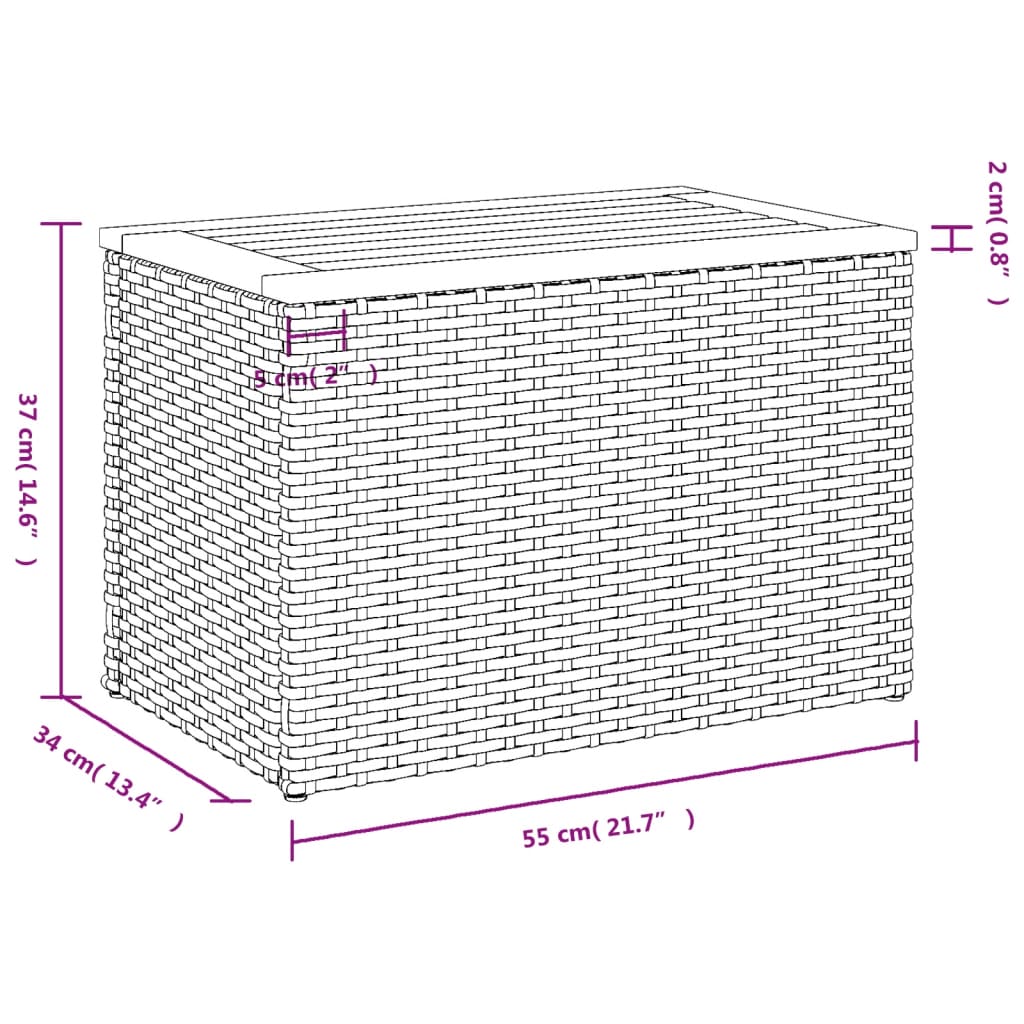 Tavolini Giardino 2pz Beige 55x34x37 Polyrattan Legno Massello | homemem39