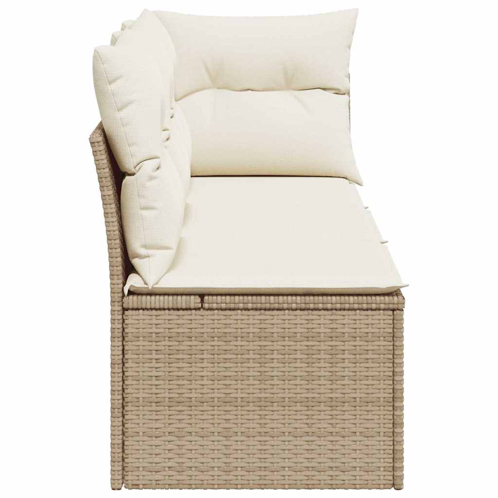 Divano da Giardino con Cuscini a 3 Posti Beige in Polyrattan - homemem39