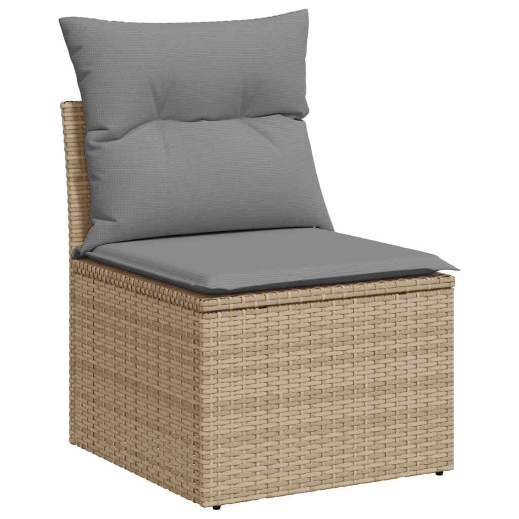 Divano Giardino Senza Braccioli con Cuscini Beige in Polyrattan - homemem39