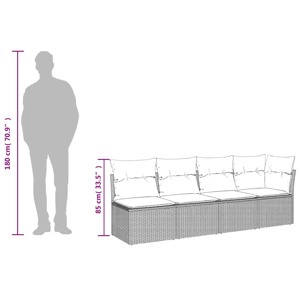 Divano da Giardino con Cuscini a 4 Posti Beige in Polyrattan - homemem39