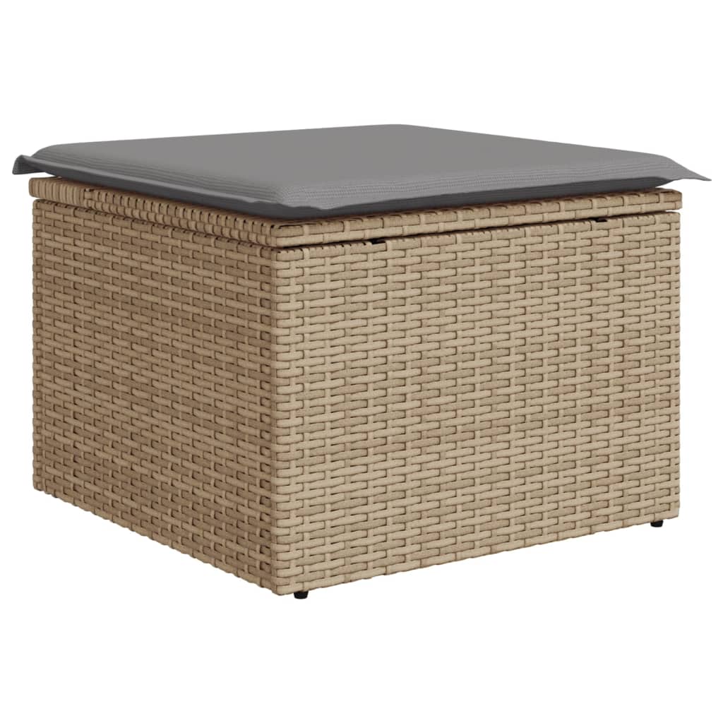 Sgabello Giardino con Cuscino Beige 55x55x37 cm in Polyrattan - homemem39