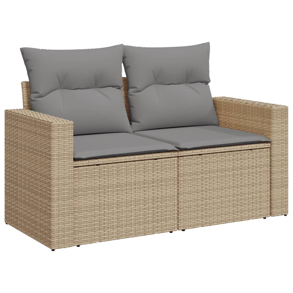 Divano da Giardino con Cuscini a 2 Posti Beige in Polyrattan - homemem39
