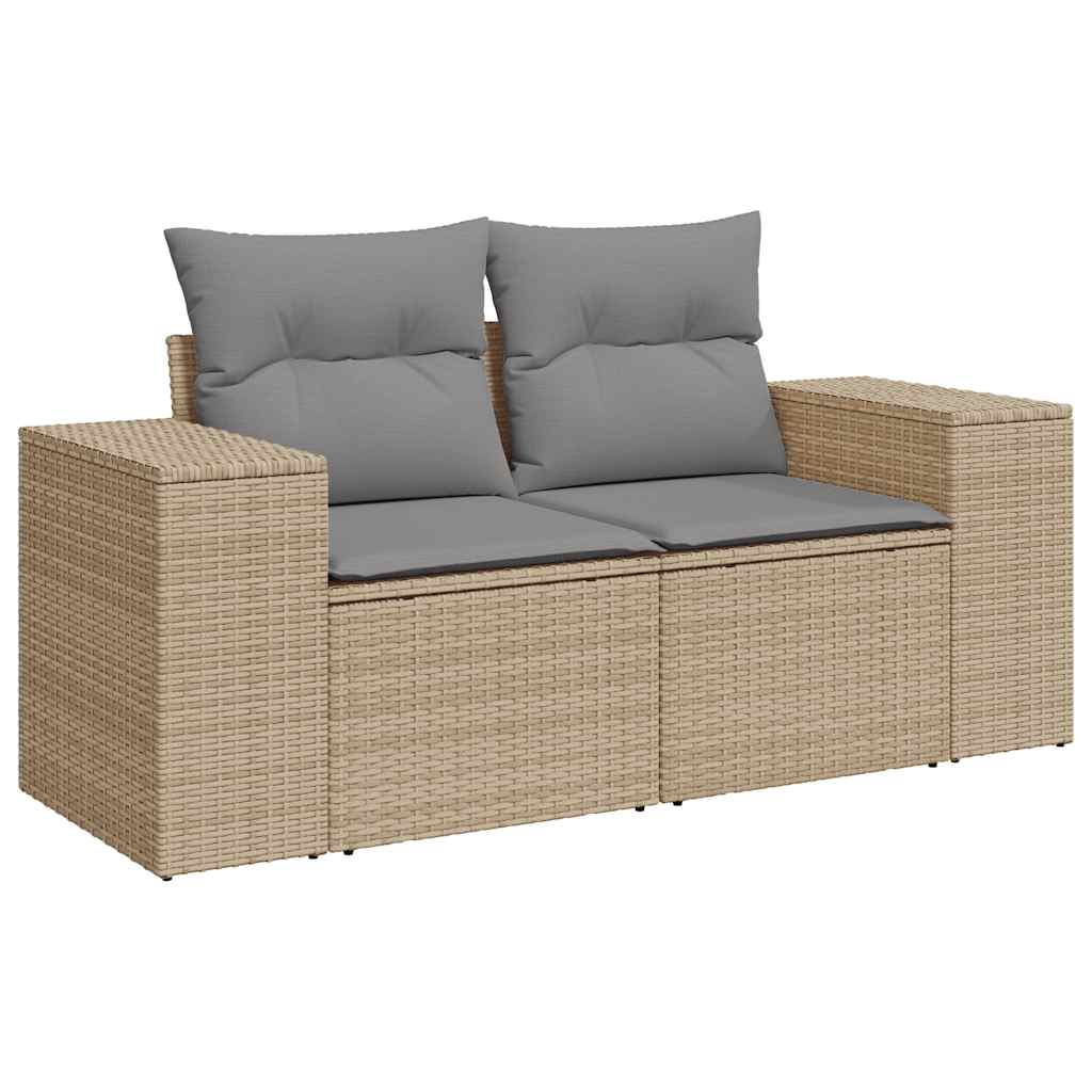 Divano da Giardino con Cuscini a 2 Posti Beige in Polyrattan - homemem39