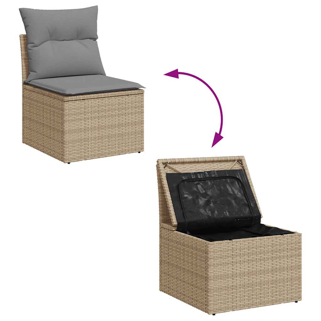 Sedia Giardino Senza Braccioli con Cuscini Beige in Polyrattan - homemem39