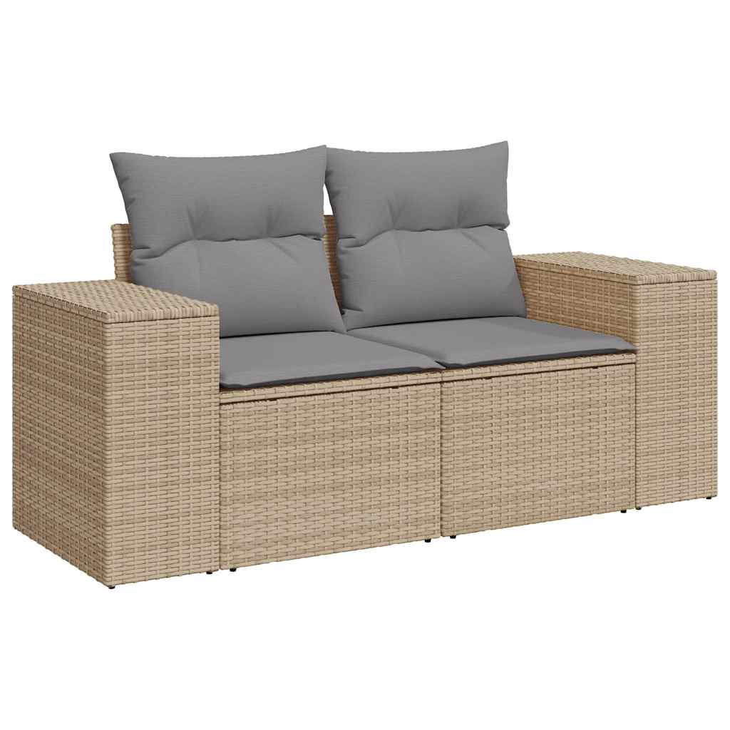 Divano da Giardino con Cuscini a 2 Posti Beige in Polyrattan - homemem39