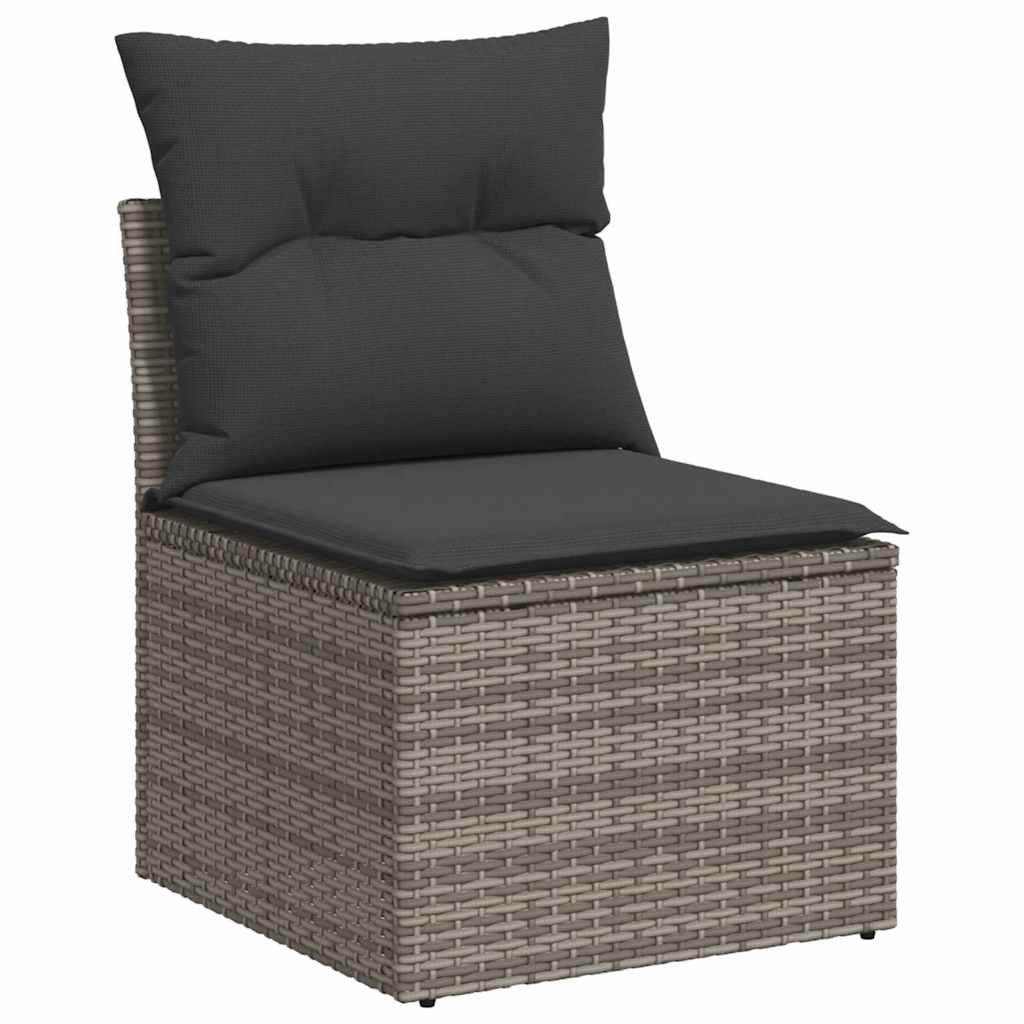 Divano Giardino Senza Braccioli con Cuscini Grigio Polyrattan - homemem39