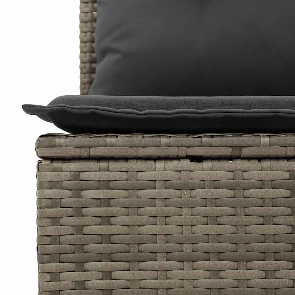 Divano Giardino Senza Braccioli con Cuscini Grigio Polyrattan - homemem39