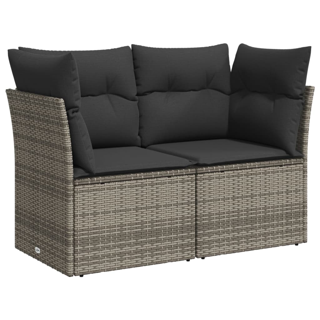 Divano da Giardino con Cuscini 2 Posti Grigio in Polyrattan - homemem39