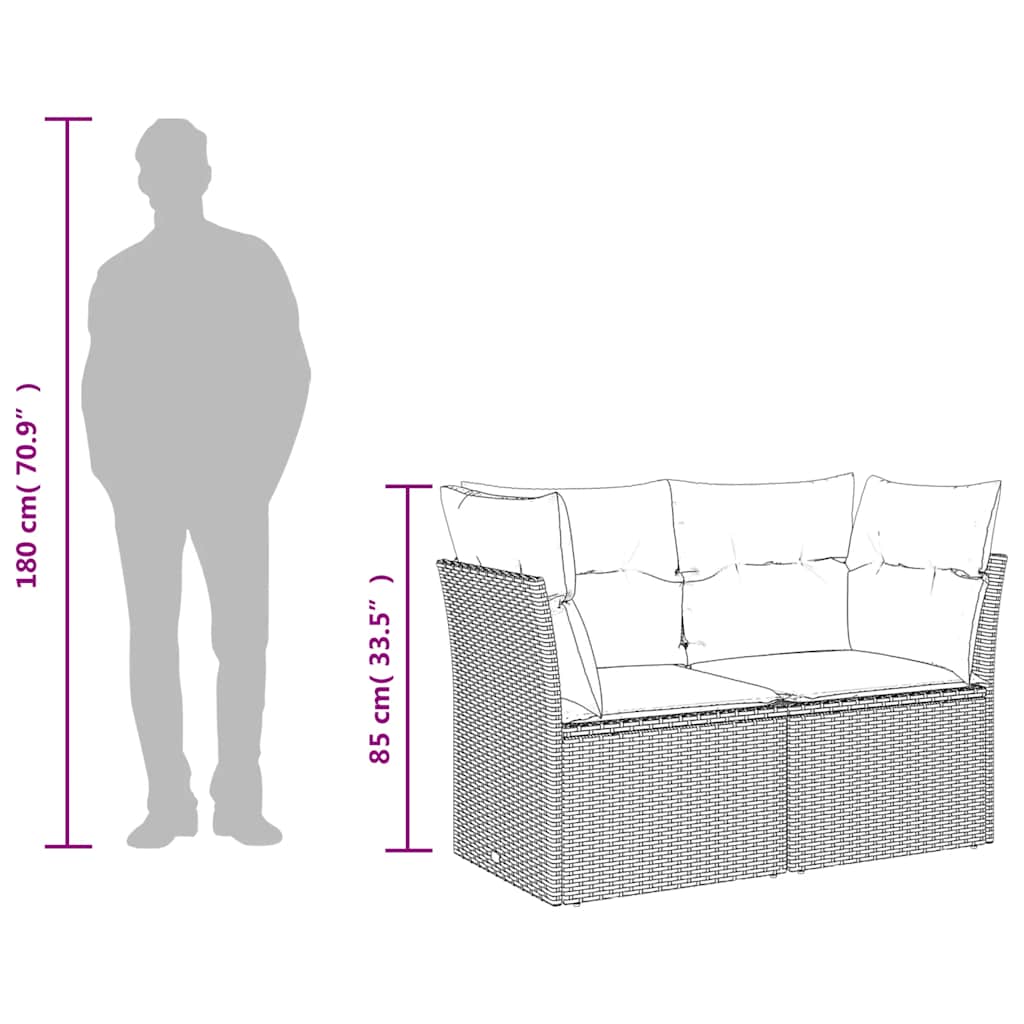 Divano da Giardino con Cuscini 2 Posti Grigio in Polyrattan - homemem39