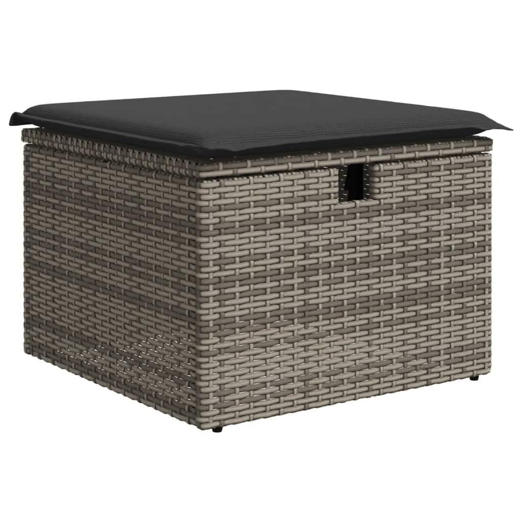 Sgabello Giardino con Cuscino Grigio 55x55x37 cm in Polyrattan - homemem39