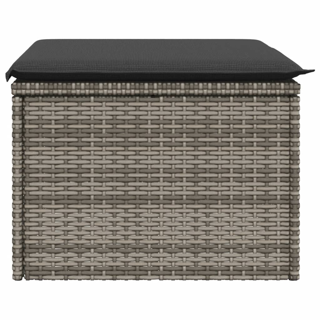 Sgabello Giardino con Cuscino Grigio 55x55x37 cm in Polyrattan - homemem39