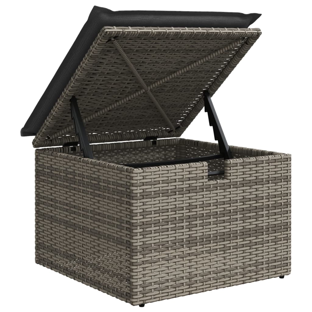 Sgabello Giardino con Cuscino Grigio 55x55x37 cm in Polyrattan - homemem39