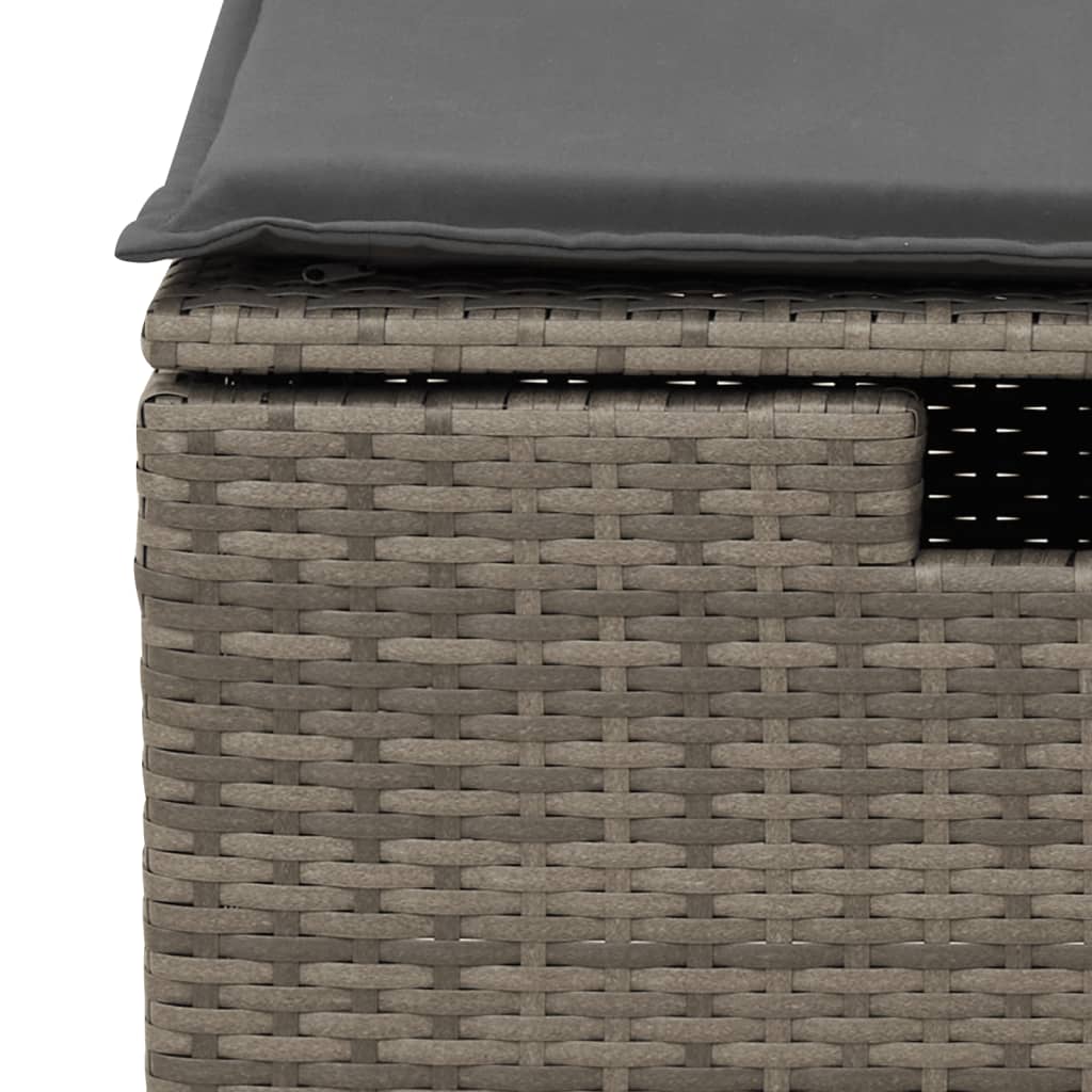 Sgabello Giardino con Cuscino Grigio 55x55x37 cm in Polyrattan - homemem39