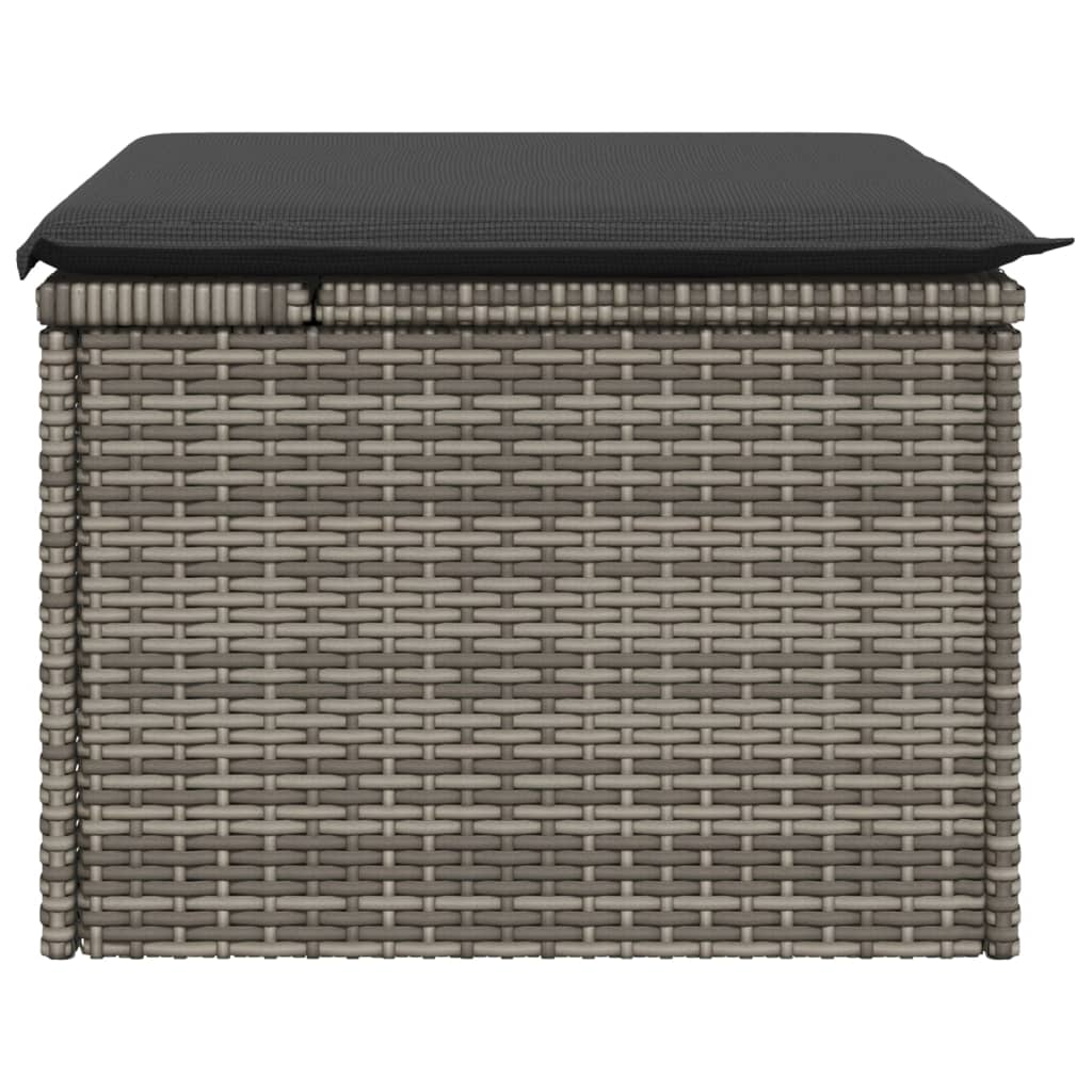 Sgabello Giardino con Cuscino Grigio 55x55x37 cm in Polyrattan - homemem39