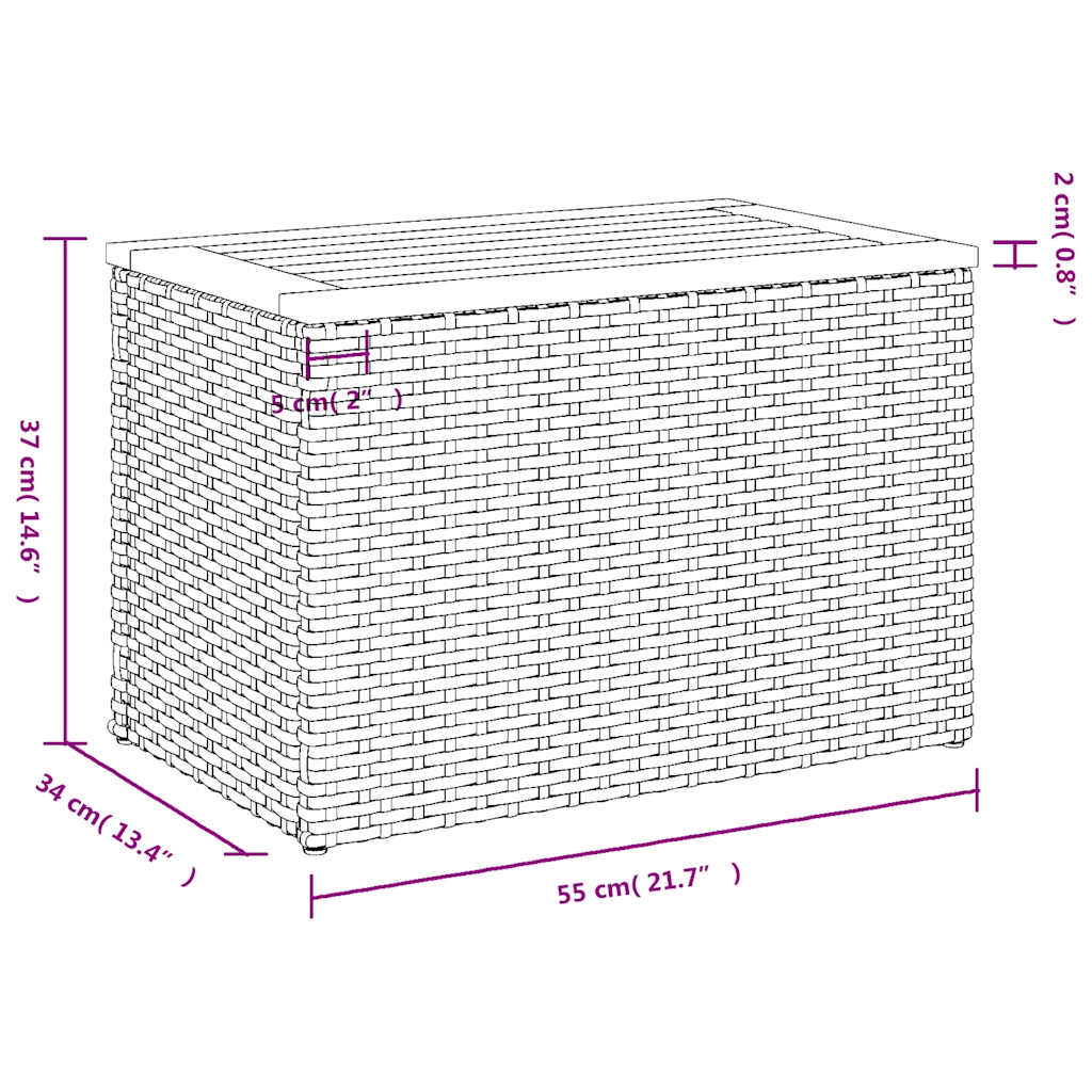 Tavolini Giardino 2pz Grigi 55x34x37 Polyrattan Legno Massello - homemem39