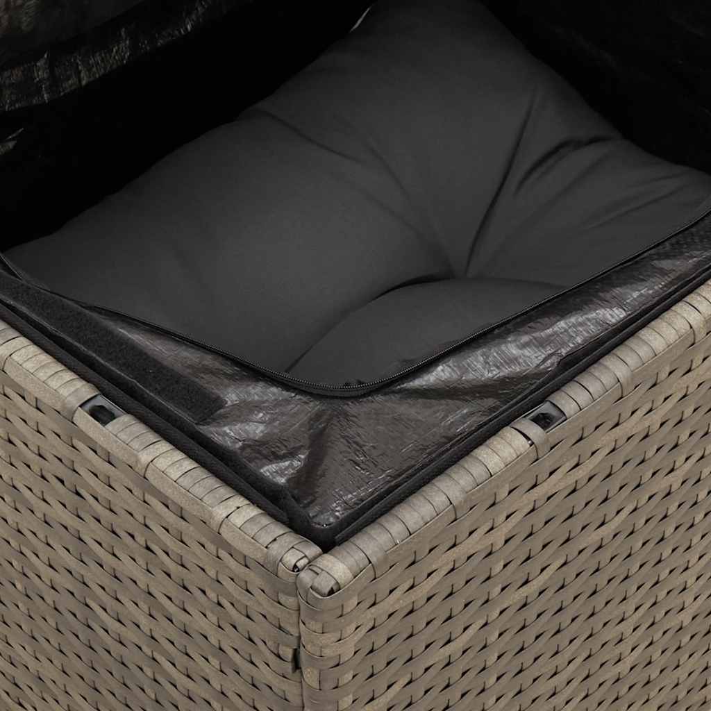 Sedia Giardino Senza Braccioli con Cuscini Grigio in Polyrattan - homemem39