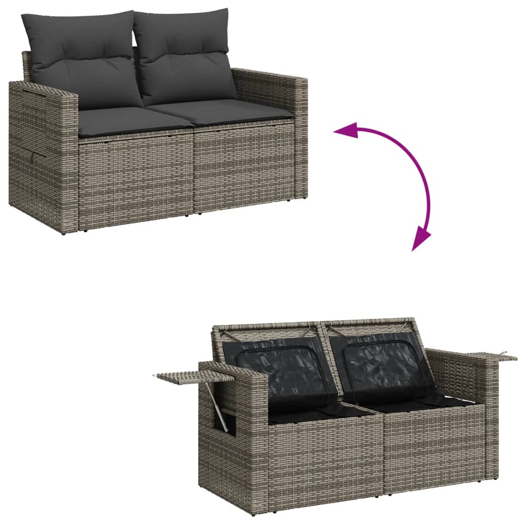 Divano da Giardino con Cuscini 2 Posti Grigio in Polyrattan | homemem39