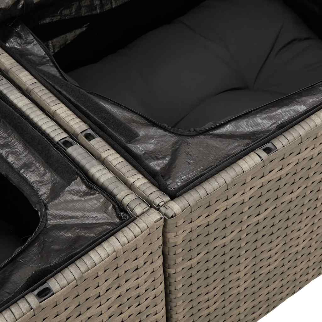 Divano da Giardino con Cuscini 2 Posti Grigio in Polyrattan - homemem39