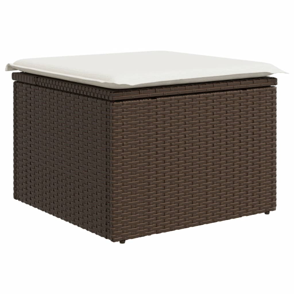 Sgabello Giardino con Cuscino Marrone 55x55x37 cm in Polyrattan - homemem39