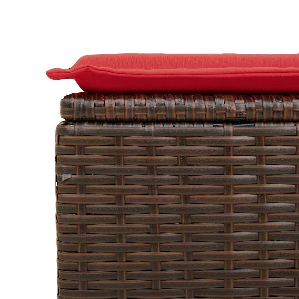Sgabello da giardino con cuscino marrone 55x55x37 cm in polyrattan - homemem39