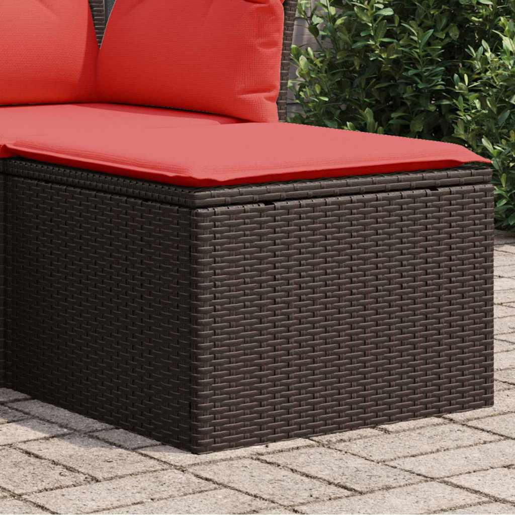 Sgabello da giardino con cuscino marrone 55x55x37 cm in polyrattan - homemem39