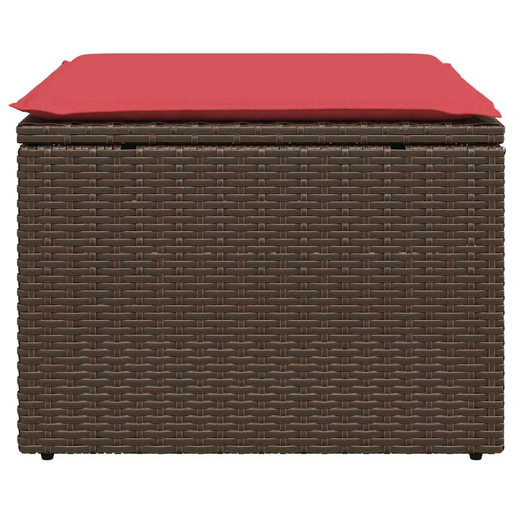Sgabello da giardino con cuscino marrone 55x55x37 cm in polyrattan - homemem39