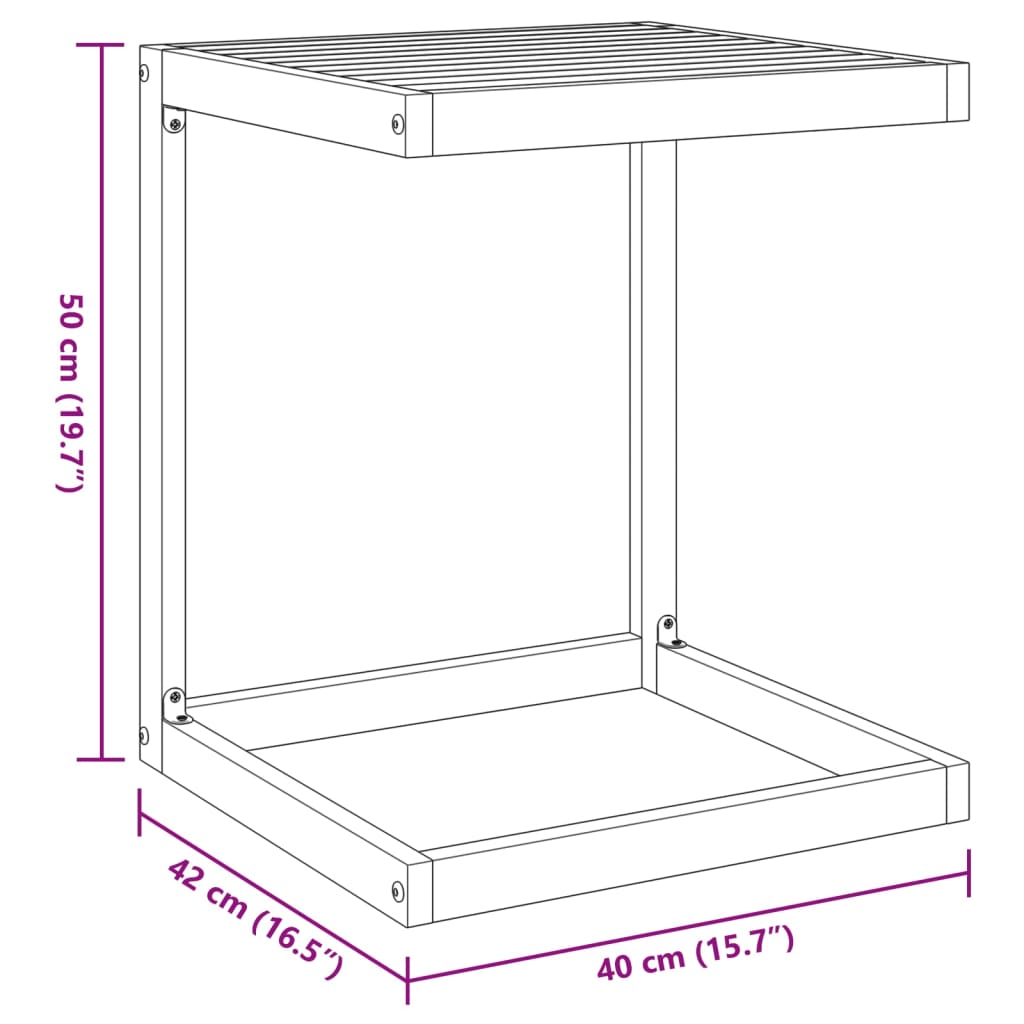 Tavolo a C 42x40x50 cm in Legno Massello di Acacia | homemem39