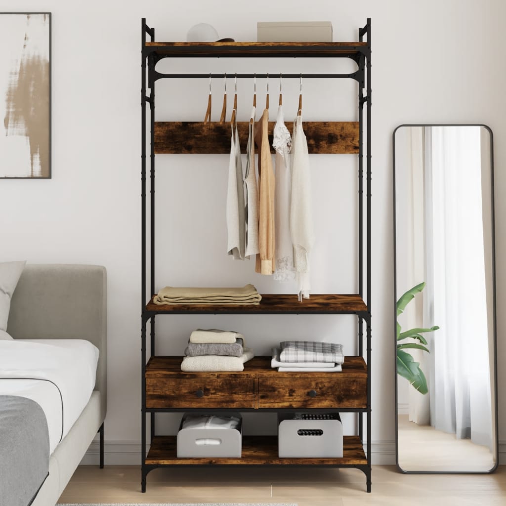 Armadio Cassetti Rovere Fumo 89x39x184,5 cm Legno Multistrato - homemem39
