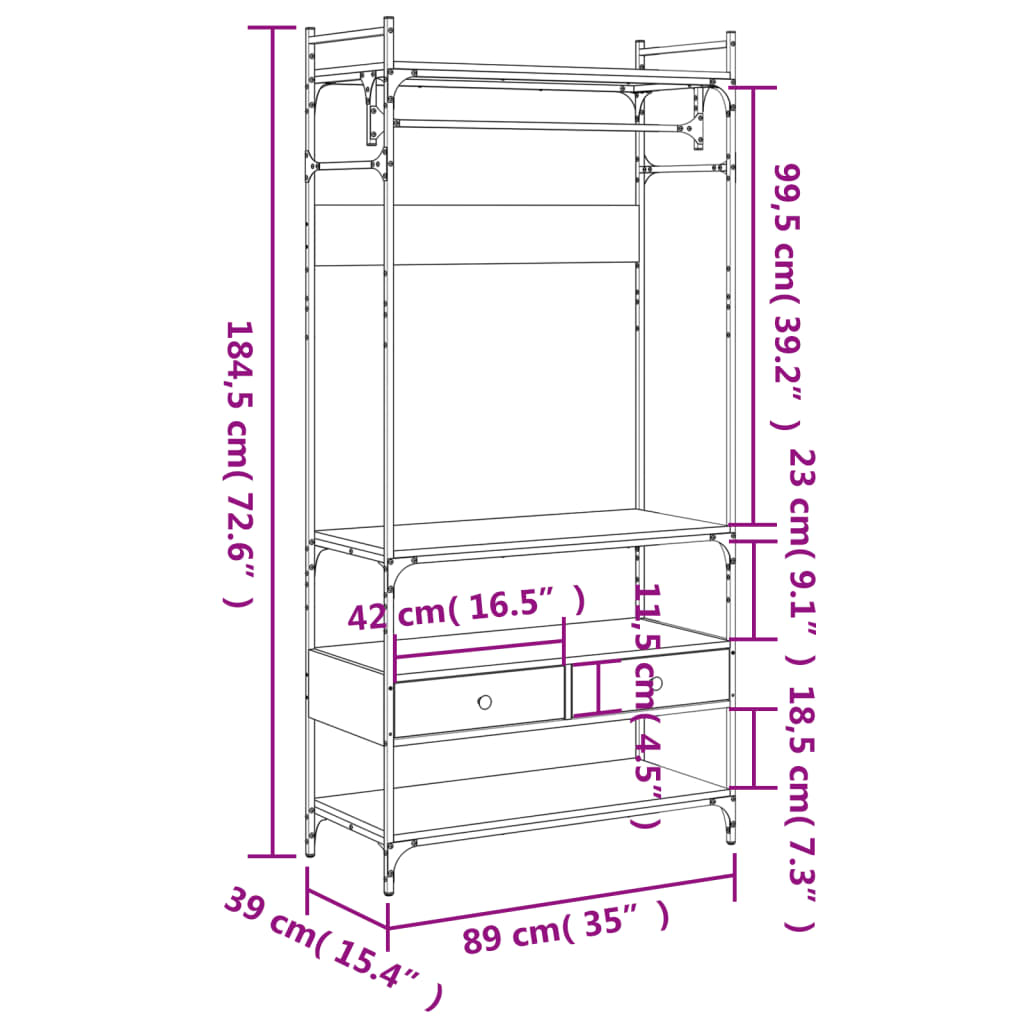 Armadio Cassetti Grigio Sonoma 89x39x184,5 cm Legno Multistrato | homemem39
