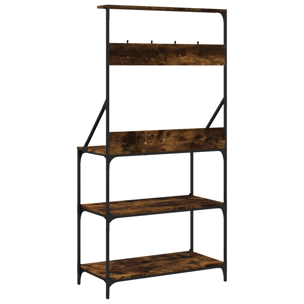 Scaffale Cucina Ganci 4 Ripiani Rovere Fumo Legno Multistrato - homemem39