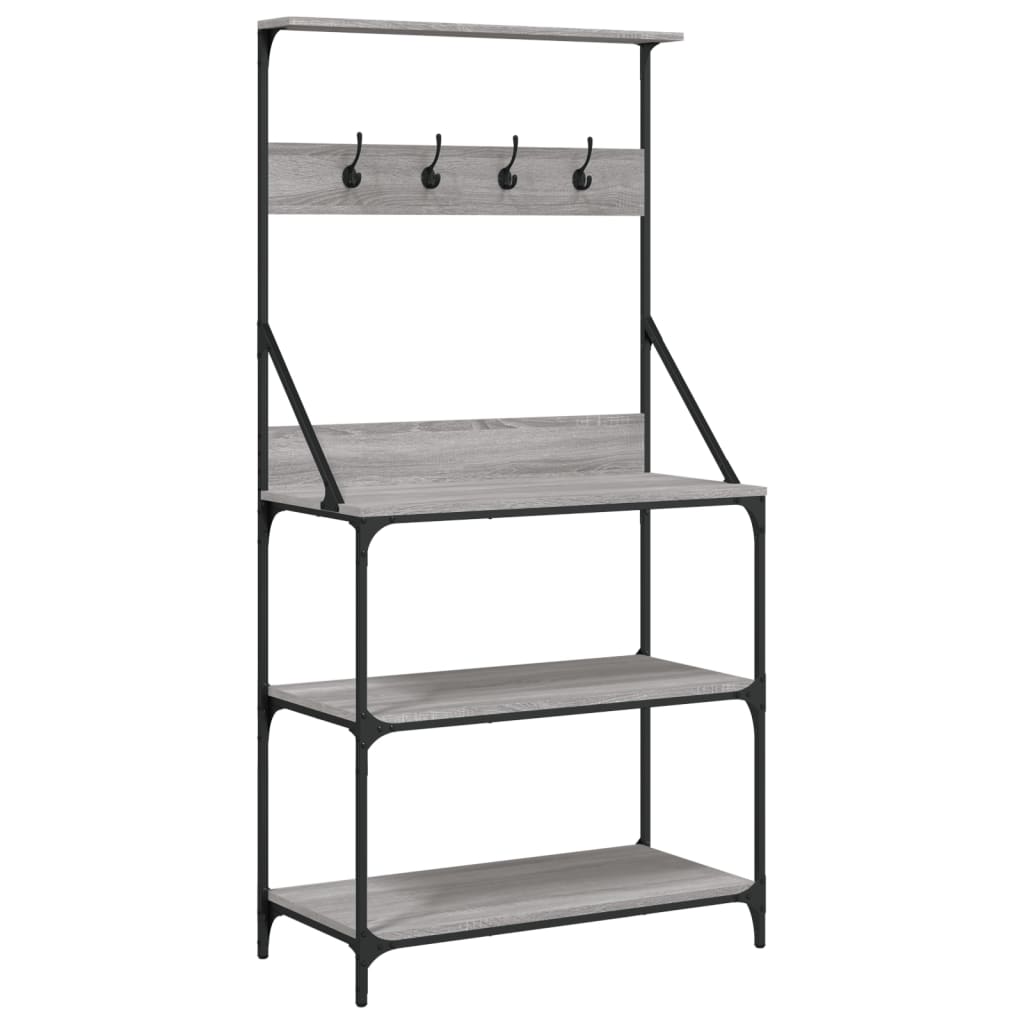Scaffale Cucina Ganci 4 Ripiani Grigio Sonoma Legno Multistrato - homemem39