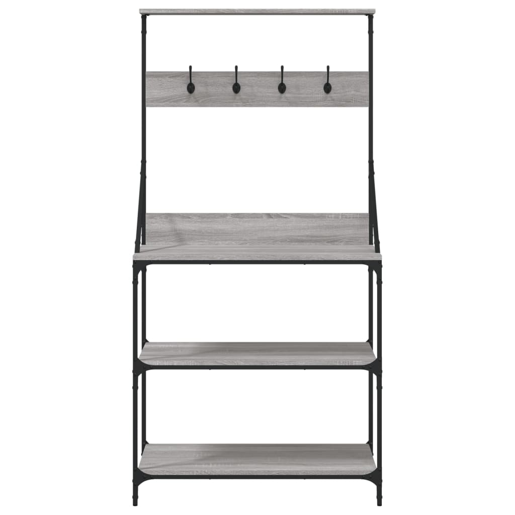 Scaffale Cucina Ganci 4 Ripiani Grigio Sonoma Legno Multistrato - homemem39