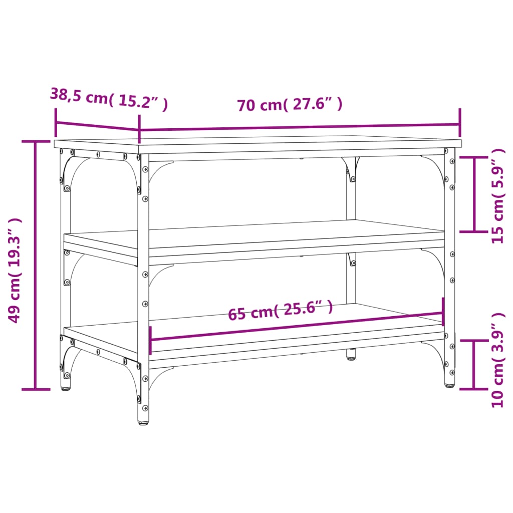 Panca Porta Scarpe Rovere Sonoma 70x38,5x49cm Legno Multistrato | homemem39