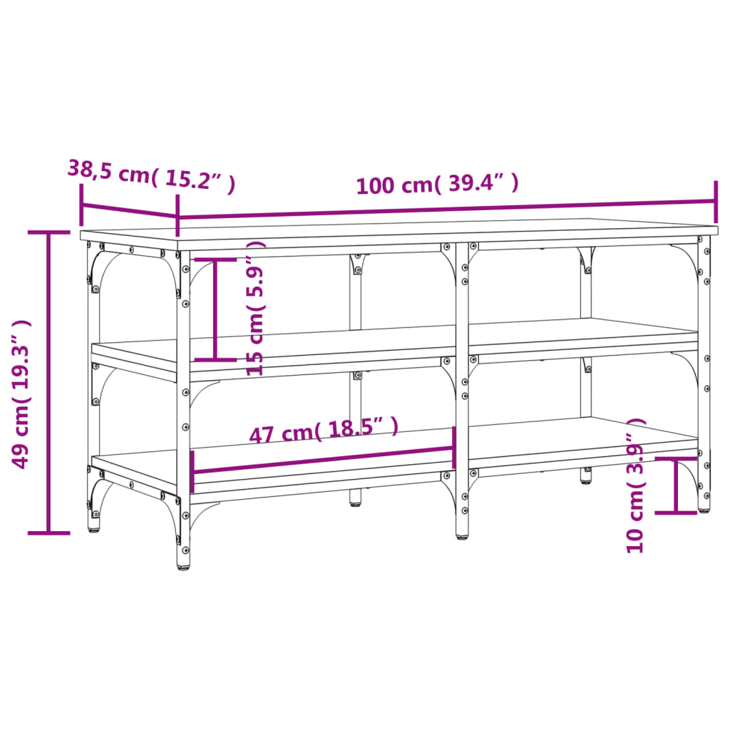 Panca Porta Scarpe Nera 100x38,5x49 cm in Legno Multistrato | homemem39