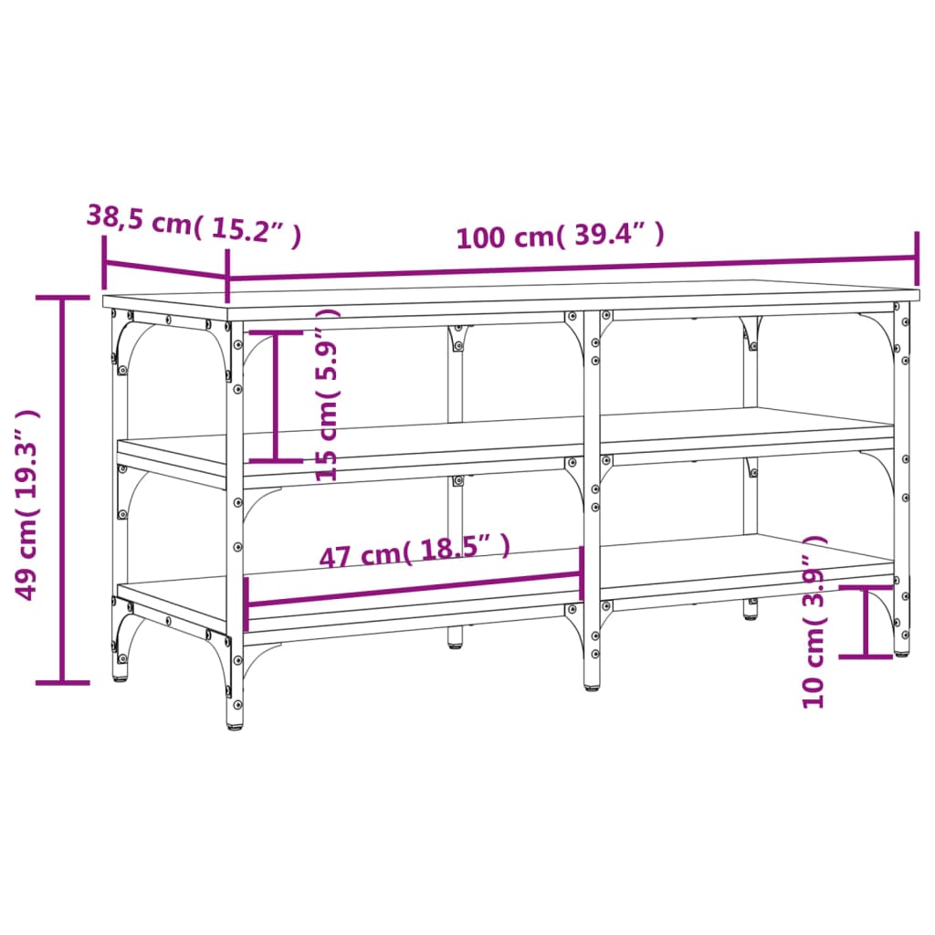 Panca Porta Scarpe Rovere Marrone 100x38,5x49 Legno Multistrato | homemem39
