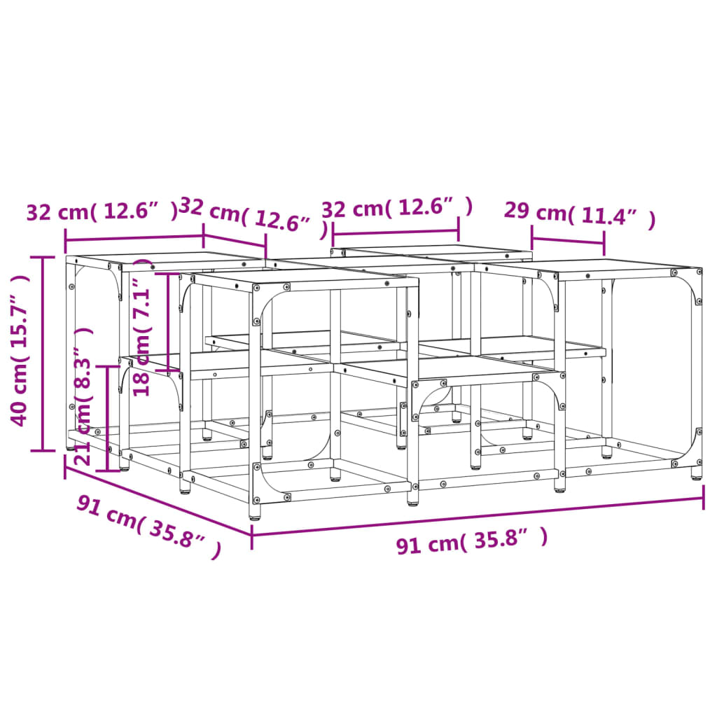 Tavolino da Salotto Rovere Sonoma 91x91x40 cm Legno Multistrato | homemem39