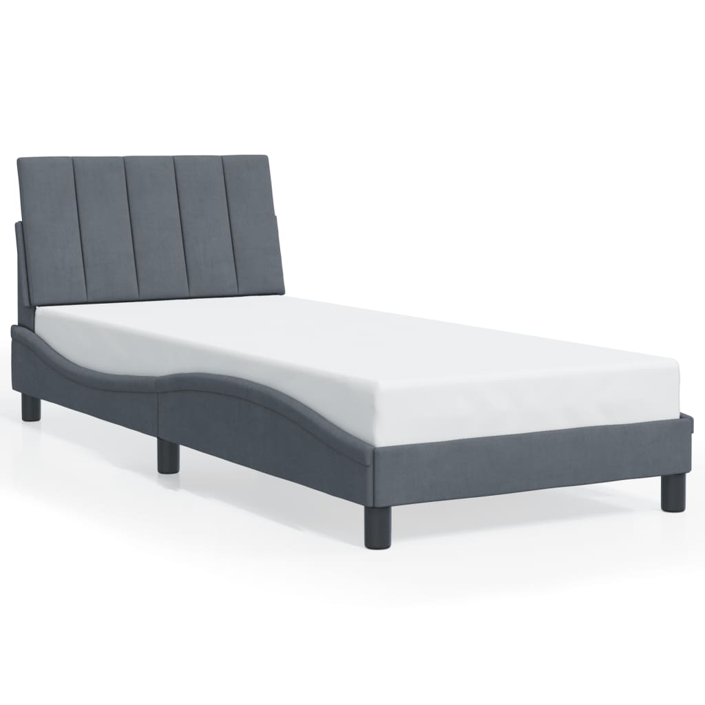 Giroletto senza Materasso Grigio Scuro 80x200 cm Velluto