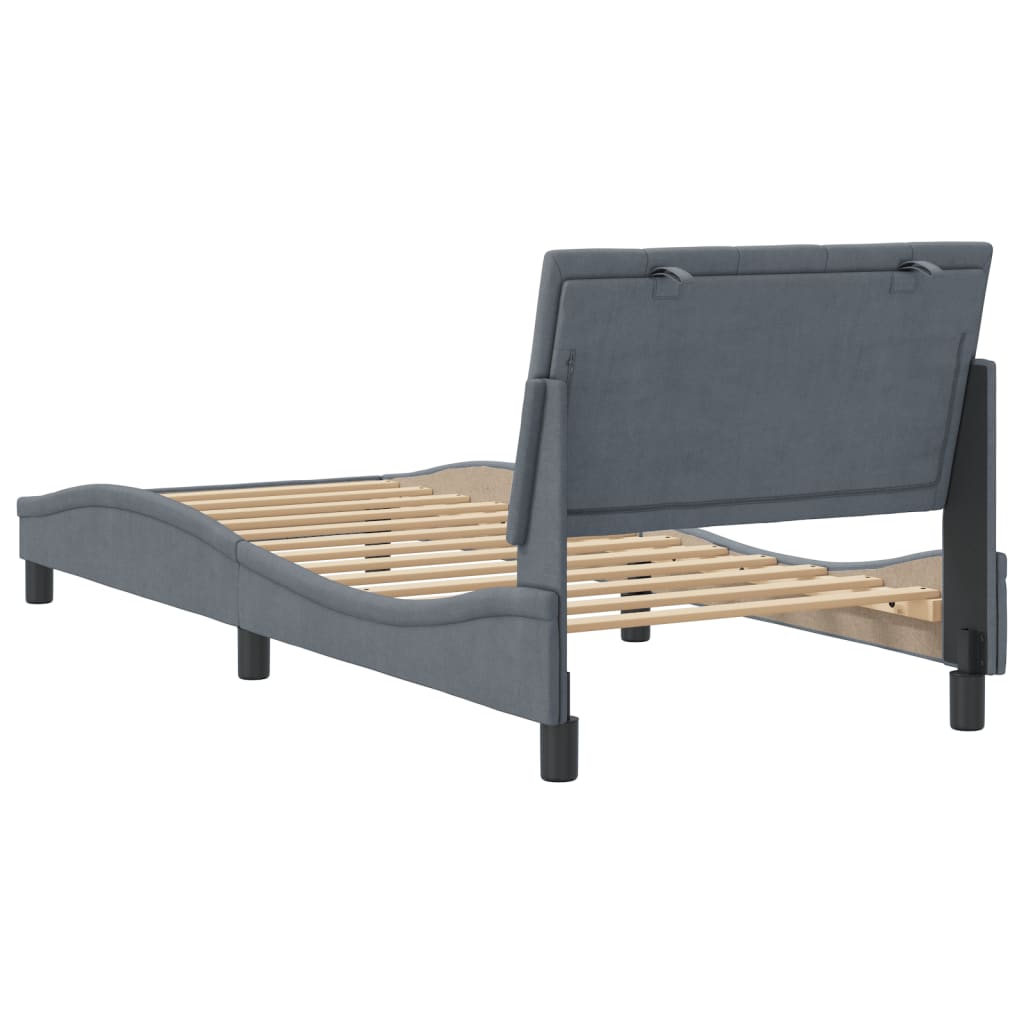 Giroletto senza Materasso Grigio Scuro 80x200 cm Velluto