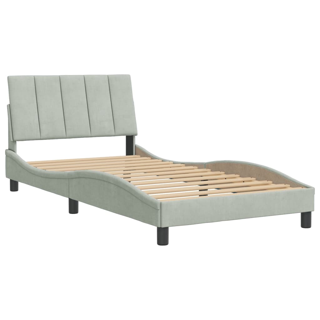 Giroletto senza Materasso Grigio Chiaro 100x200 cm Velluto