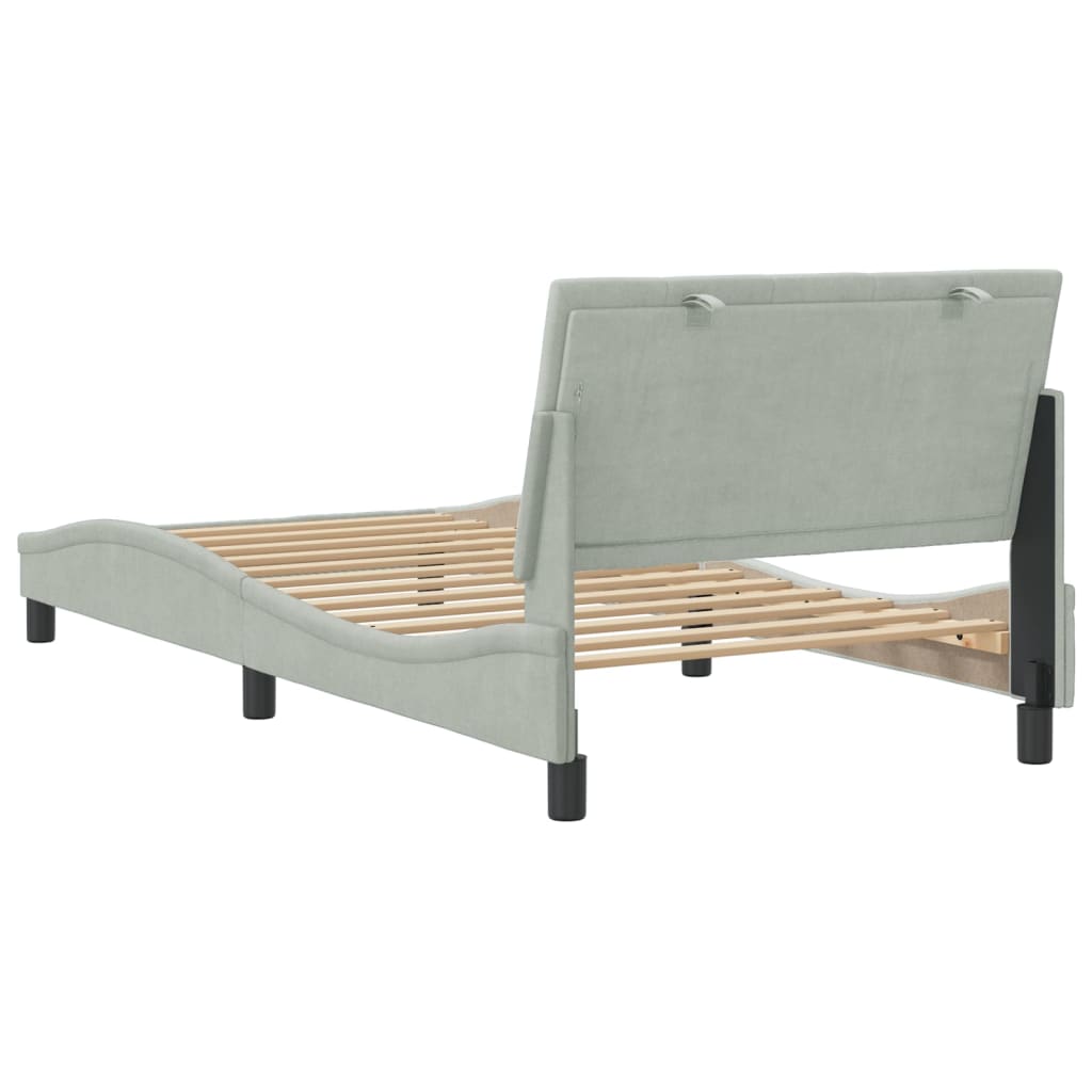 Giroletto senza Materasso Grigio Chiaro 100x200 cm Velluto
