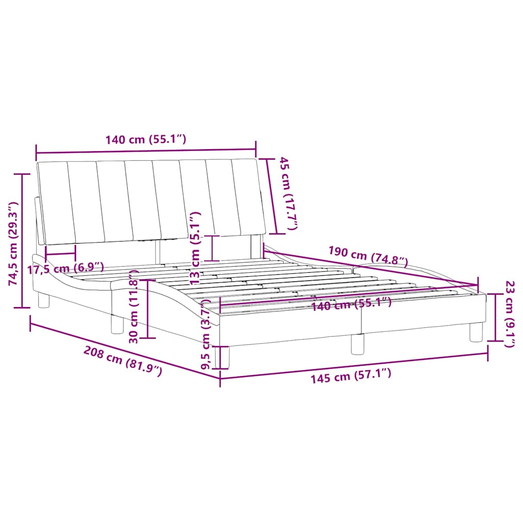Giroletto senza Materasso Hanko Grigio Chiaro 140x190 cm Velluto | homemem39