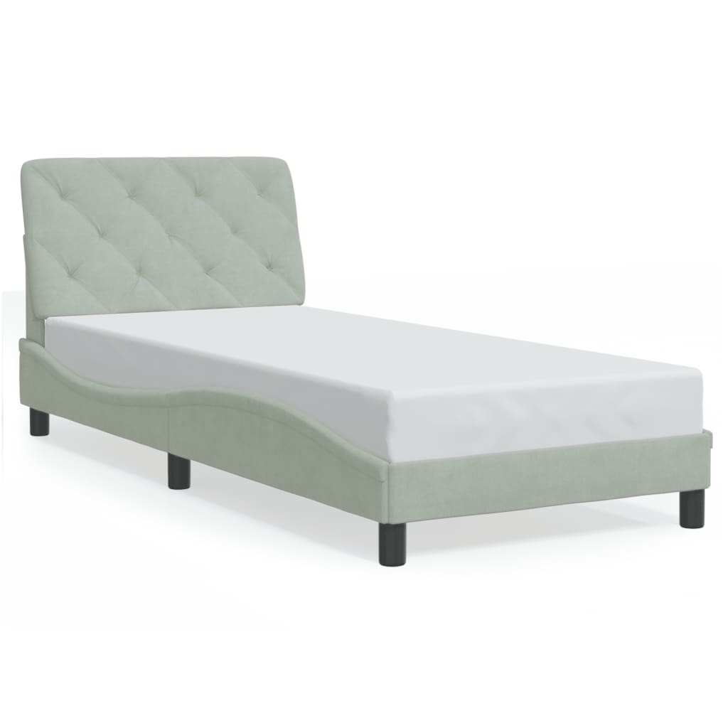 Giroletto senza Materasso Grigio Chiaro 90x200 cm Velluto