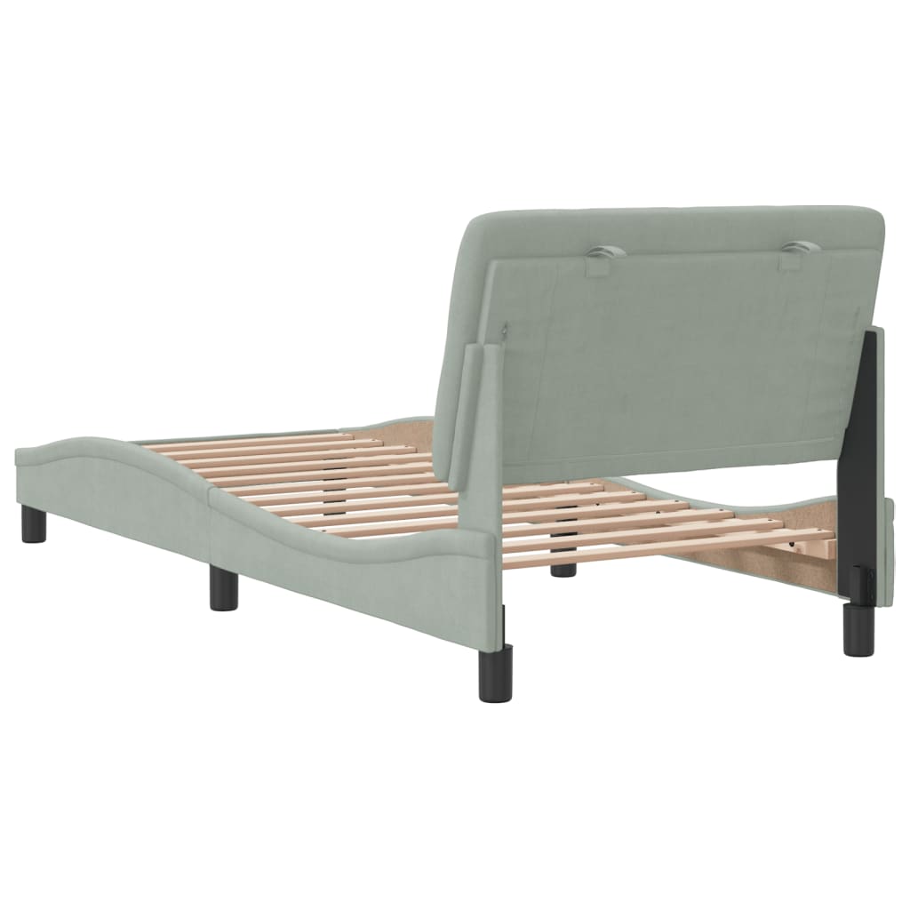 Giroletto senza Materasso Grigio Chiaro 90x200 cm Velluto