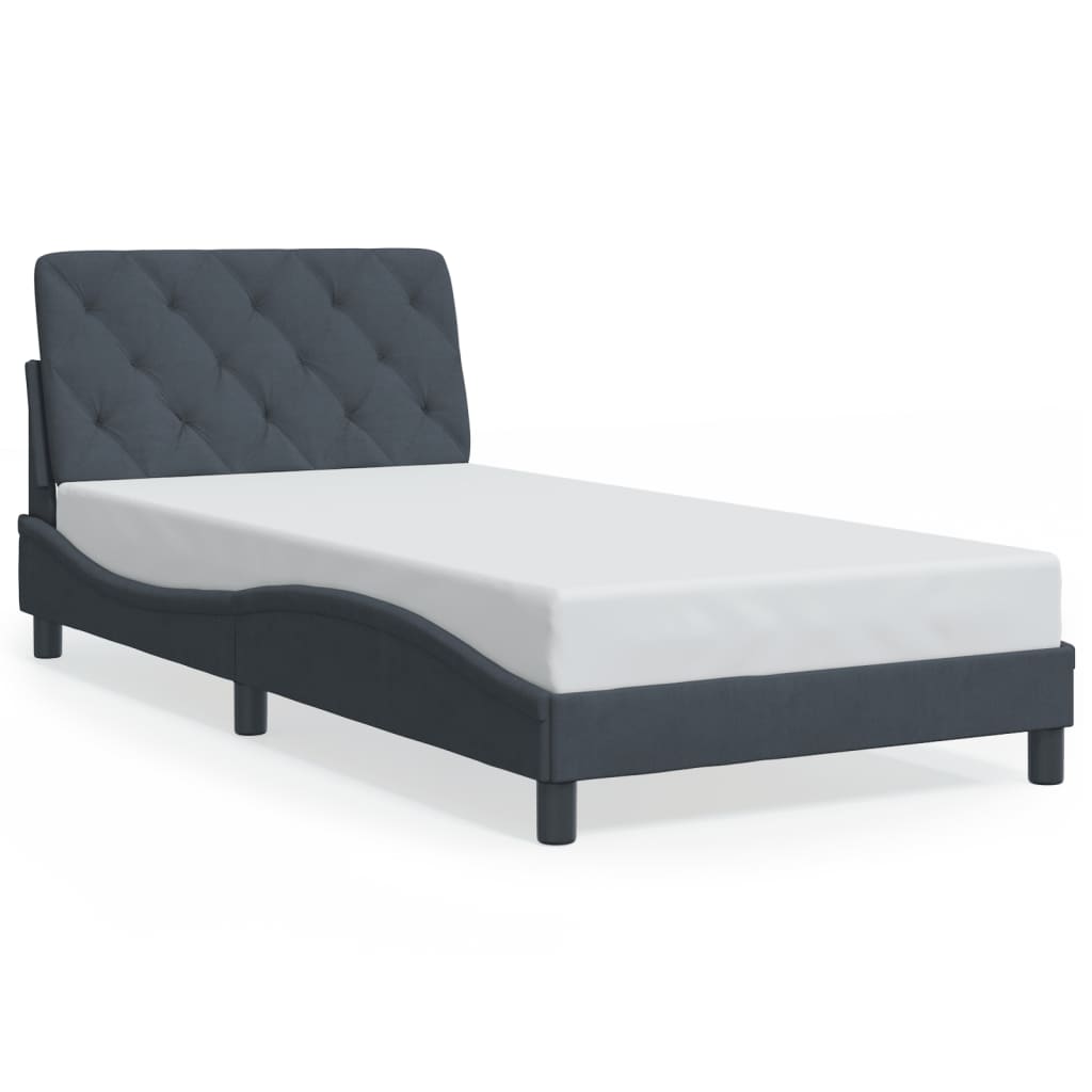 Giroletto senza Materasso Grigio Scuro 100x200 cm Velluto