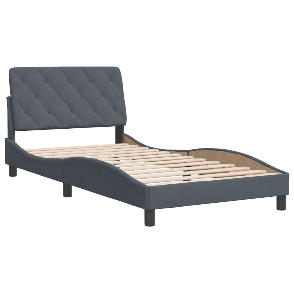 Giroletto senza Materasso Grigio Scuro 100x200 cm Velluto