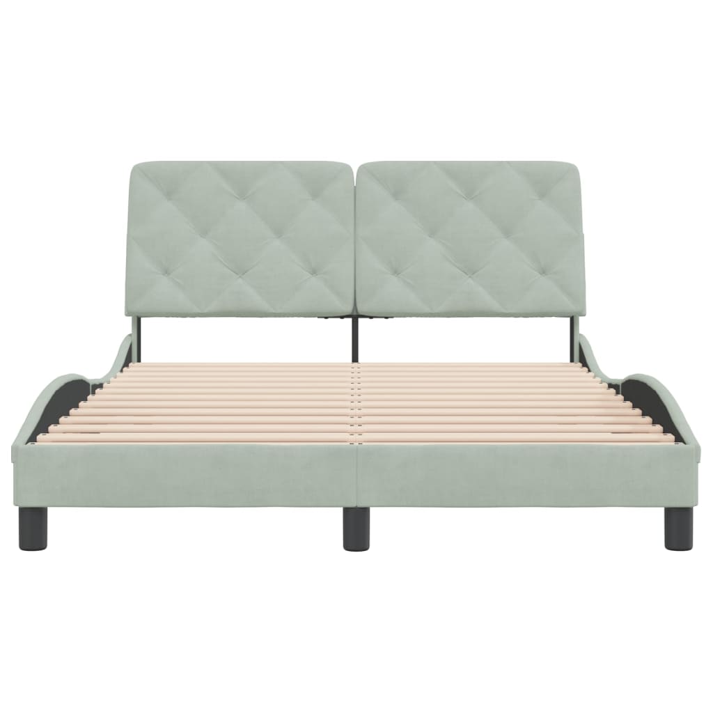 Giroletto senza Materasso Grigio Chiaro 140x190 cm Velluto