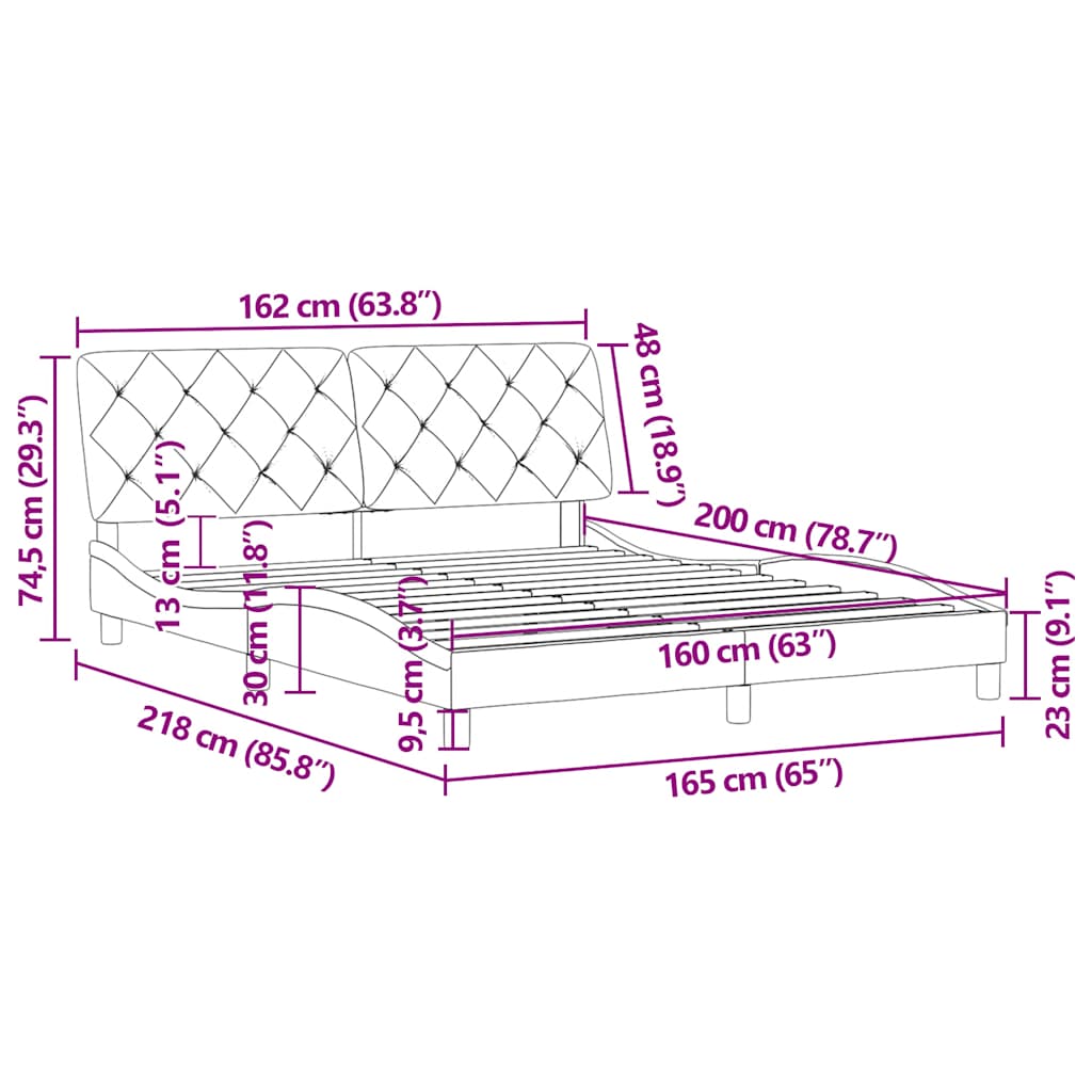 Giroletto senza Materasso Blu 160x200 cm in Velluto | homemem39