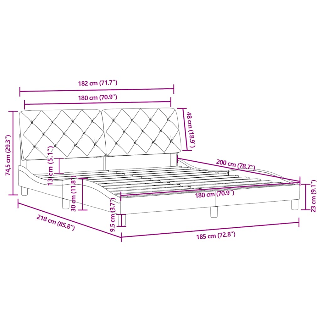 Giroletto senza Materasso Blu 180x200 cm in Velluto | homemem39