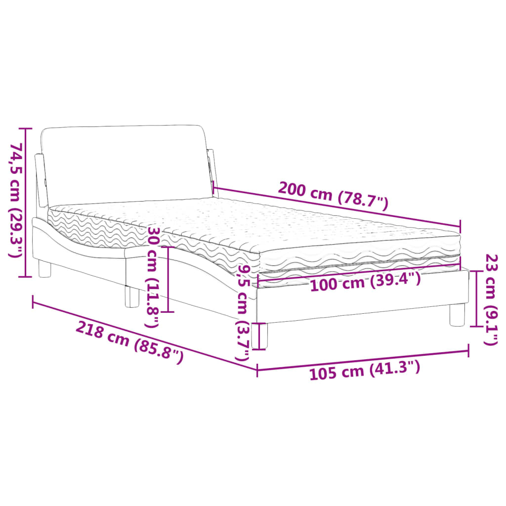 Letto con Materasso Dover Verde Scuro 100x200 cm in Velluto | homemem39