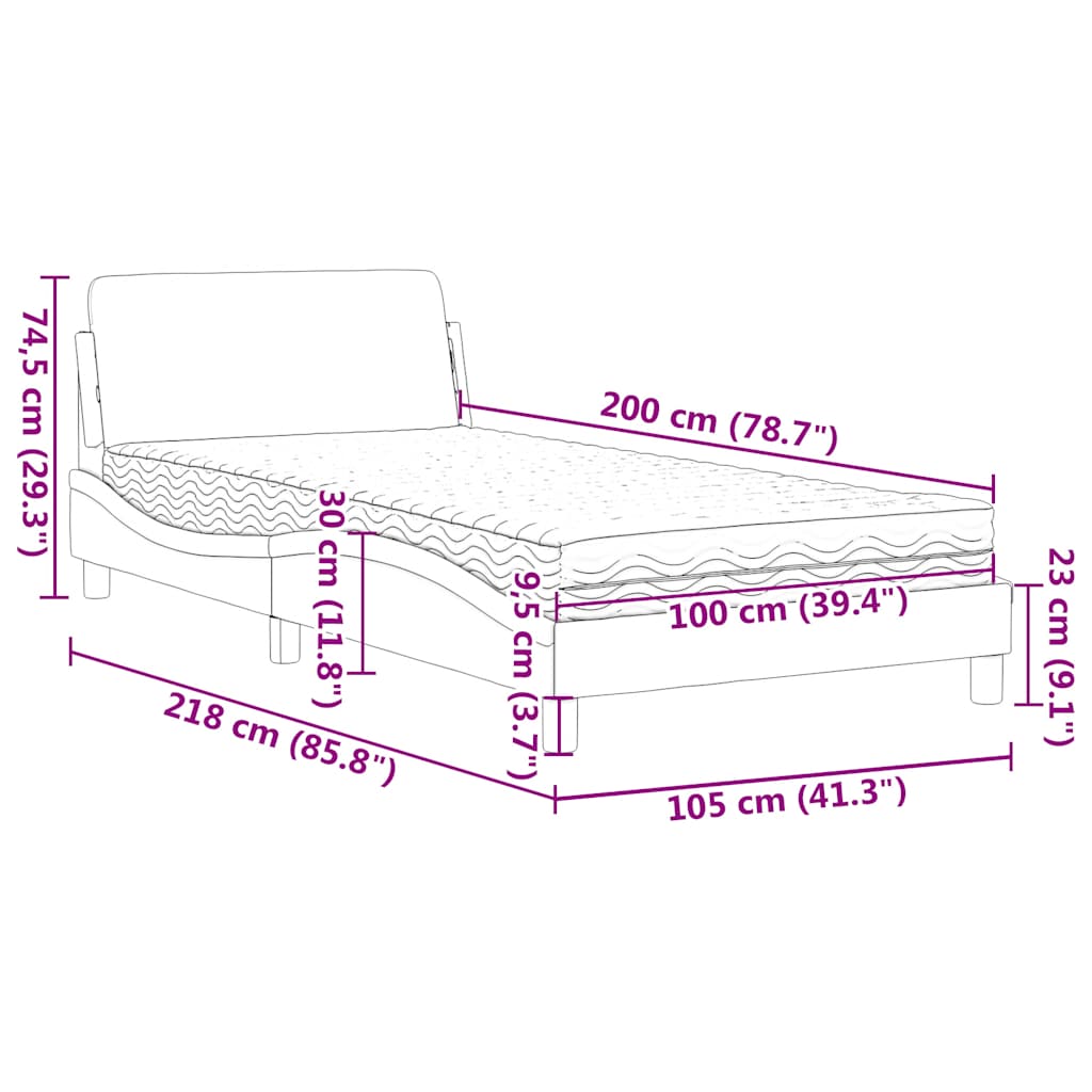 Letto con Materasso Dover Blu 100x200 cm in Velluto | homemem39